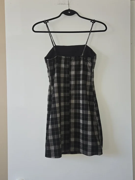 🎀Eclipse Black and Tan Plaid Mini Dress - Picture 3 of 3